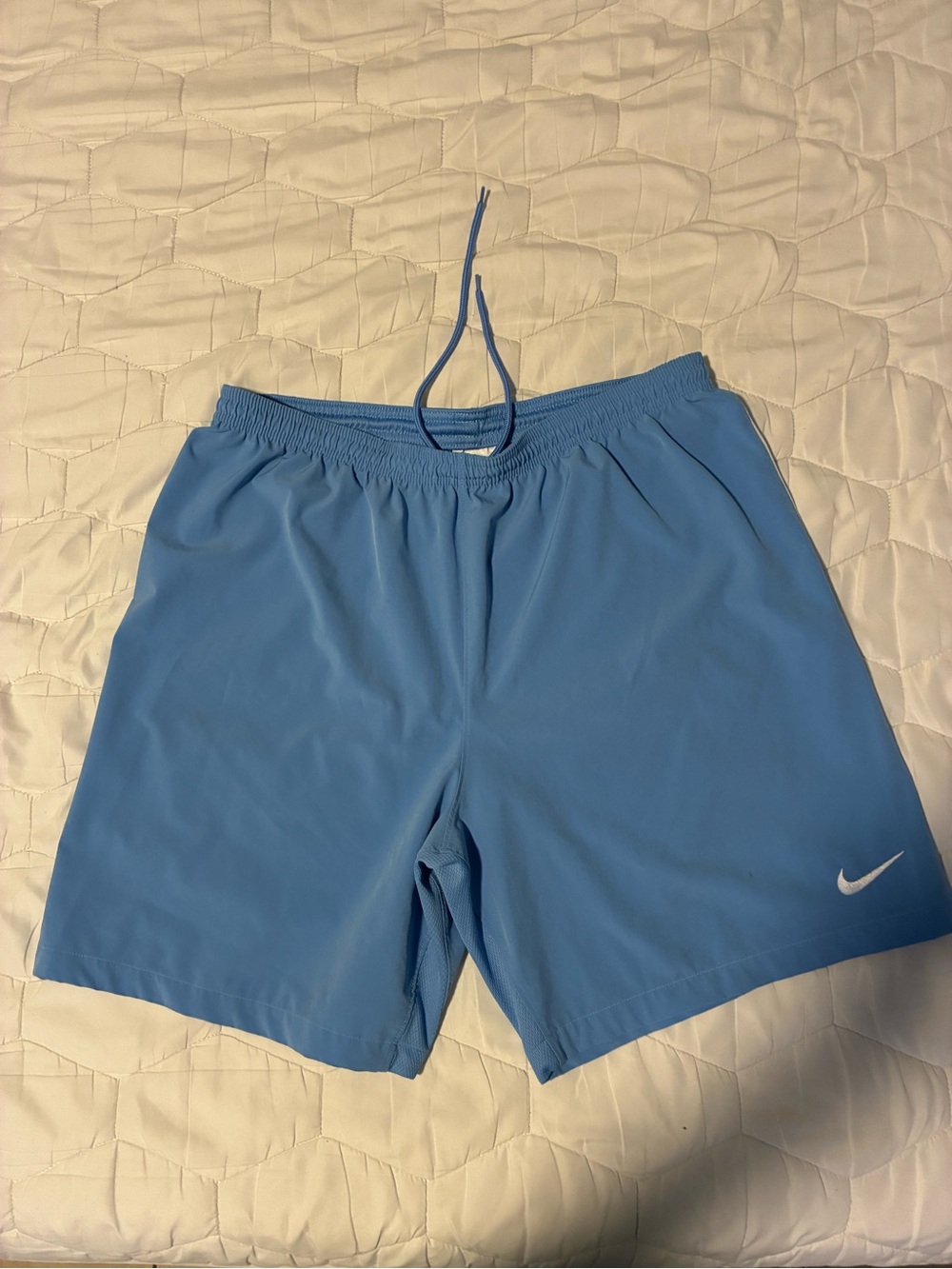 Nike Sky Blue Training Shorts with White Swoosh